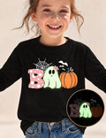 T-Shirt Manga Comprida Halloween Brilha no Escuro