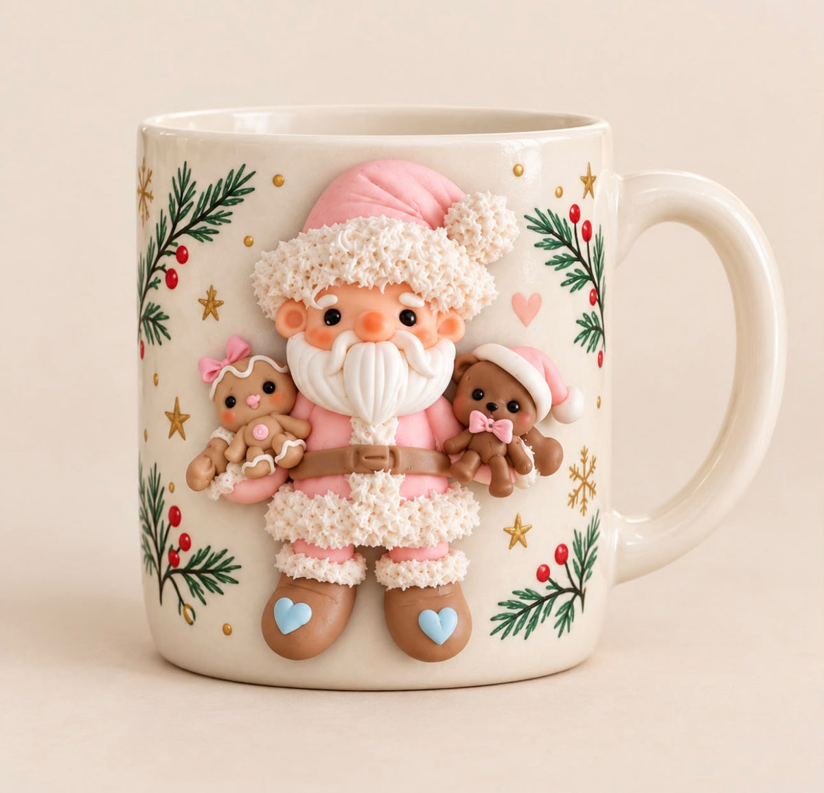 Caneca Pai Natal Rosa