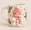 Caneca Boneco de Neve Rosa